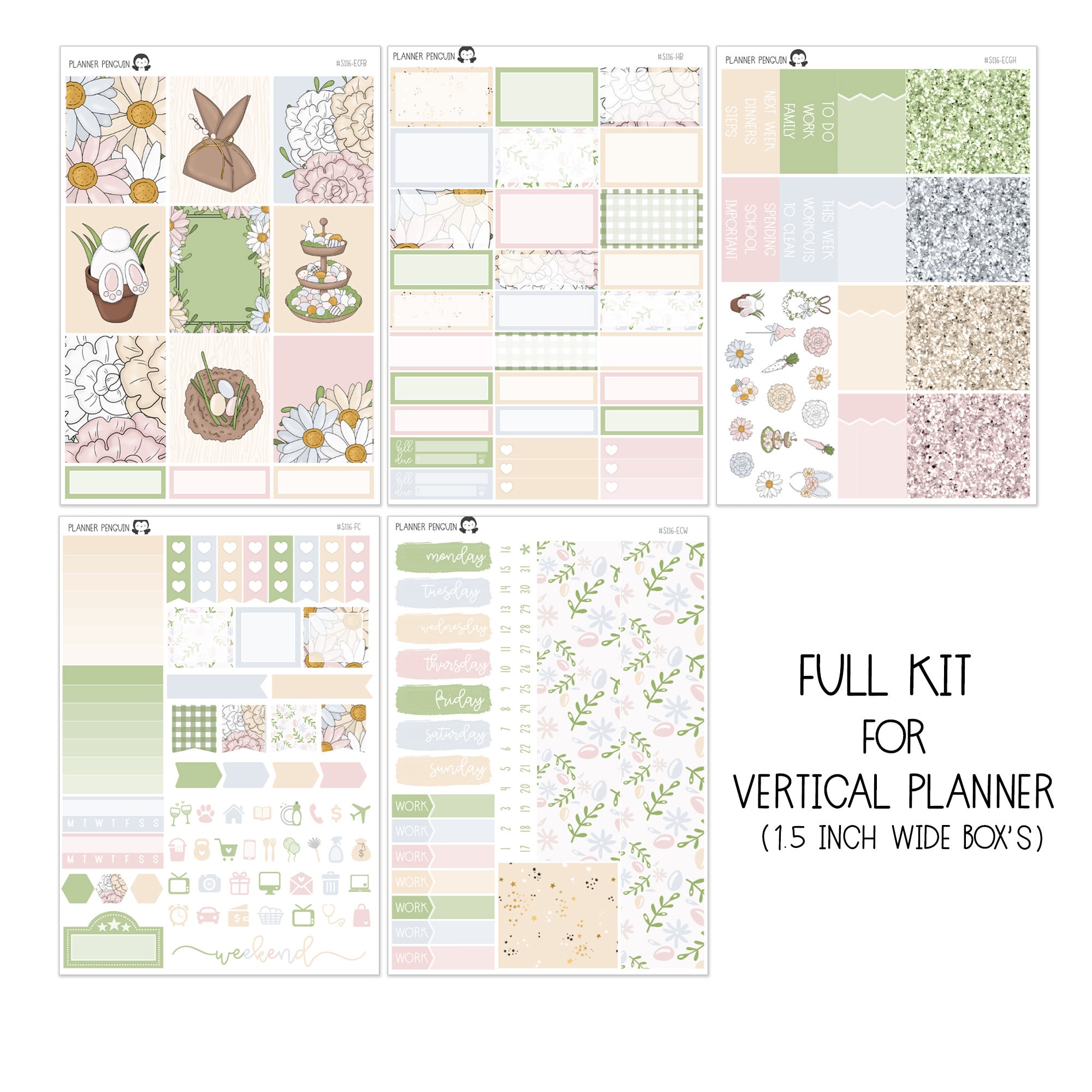 Bunny Hop Weekly Kit Stickers for Vertical Planner or Happy Planner ...