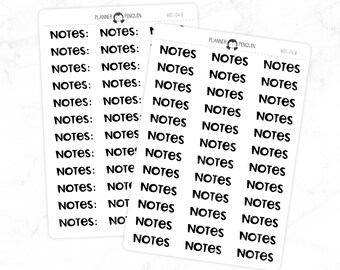 Notas - Pegatinas Chunky Script / Pegatinas tipográficas / Pegatinas mate extraíbles / Planificador funcional // #DS-04