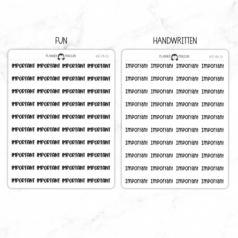 Important Script Stickers Typography stickers Matte Removable Functional Planner stickers // SC-35 image 5