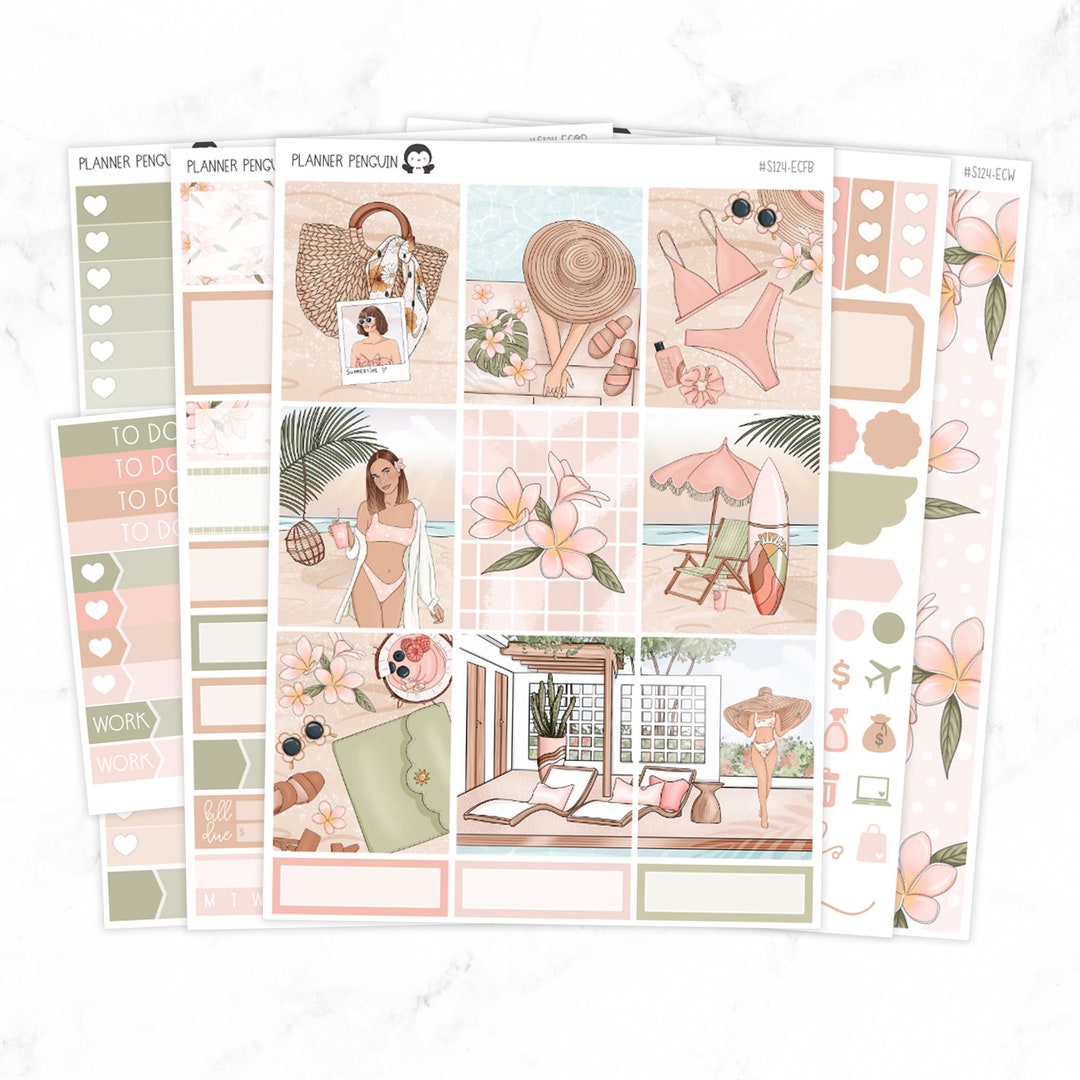 Summer Vibes Weekly Kit Stickers for Vertical Planner or Happy Planner ...