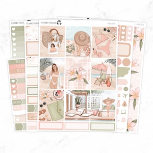 Summer Vibes Weekly Kit Stickers For Vertical planner or Happy Planner // #S124