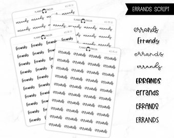 Errands - Script Stickers | Typography stickers | Matte Removable | Functional Planner stickers // #SC-50