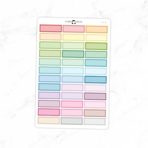 Dashed Quarter Box Planner Stickers | Multi Color | Matte Removable | Functional stickers // #HS-34