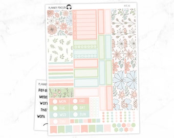 Peach Blooms Hobonichi Cousin Weekly Sticker Kit // Cousin A5   // #HC-66