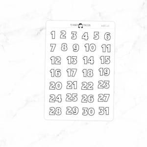 Date Number Stickers - Matte Removable | Functional Planner stickers // #DATES-03