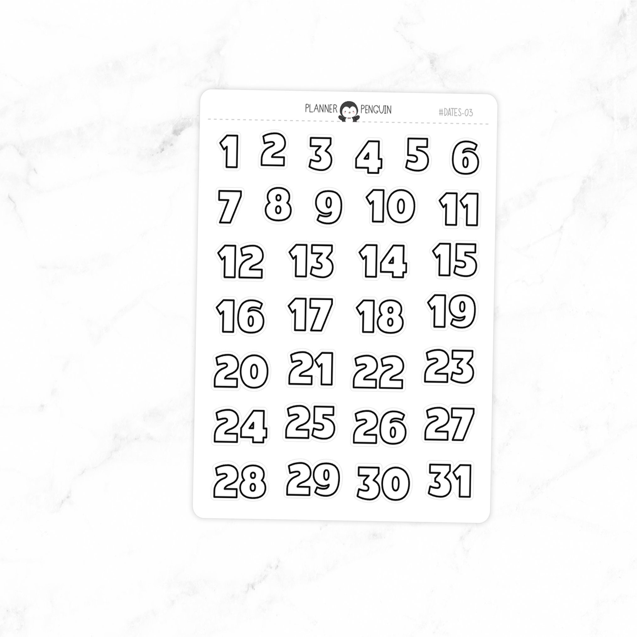 Date Number Stickers - Matte Removable | Functional Planner Stickers ...