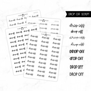 Drop Off - Adesivi con script / Adesivi tipografici / Adesivi opachi rimovibili / Pianificatore funzionale // #SC-58