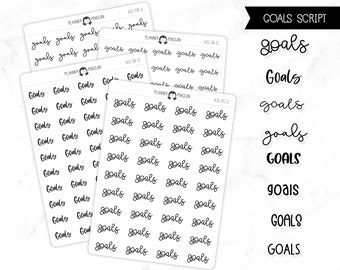 Goals - Script Stickers | Typography stickers | Matte Removable | Functional Planner stickers // #SC-12