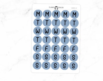 Days of the week circle - Script Stickers | Typography stickers | Matte Removable | Functional Planner stickers // #DAYS-07