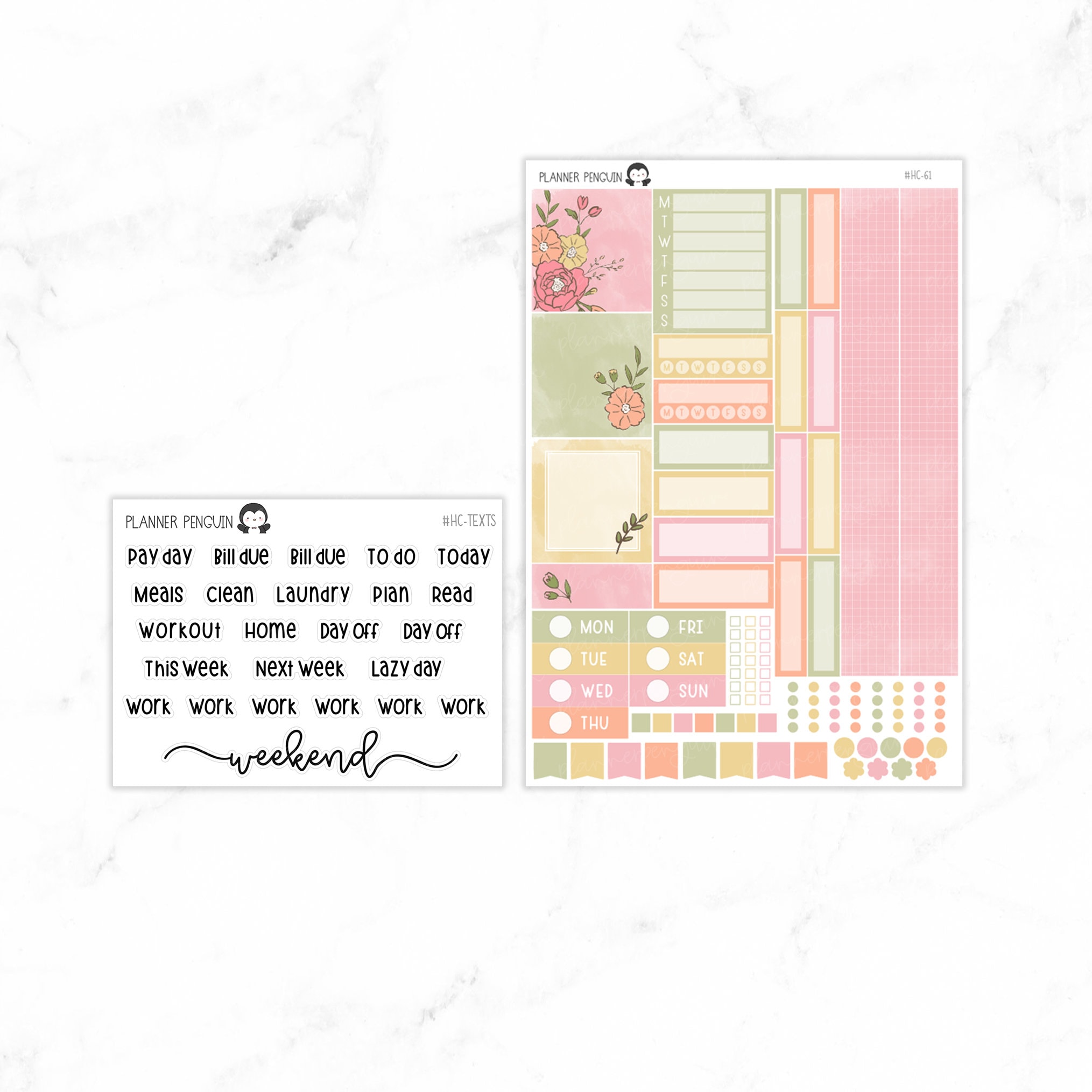 Vibrant Floral Hobonichi Cousin Weekly Sticker Kit // Cousin A5 // #HC ...