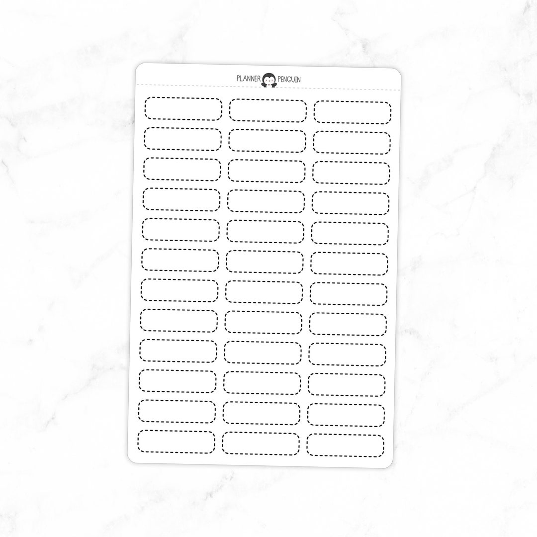 Rounded Stitched Box Label Planner Stickers - Multi Color | Matte ...