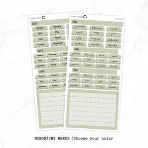 2025 Hobonichi Weeks Yearly view Stickers  // Year at glance Stickers   // #HW-YG-Round-COLOR
