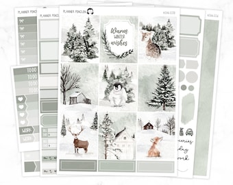 Kit semanal de pegatinas Winter Wonderland para planificadores verticales o Happy Planner // #S146