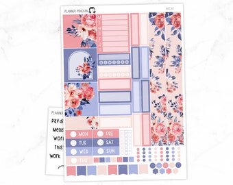 Red And Blue Hobonichi Cousin Weekly Sticker Kit // Cousin A5   // #HC-67