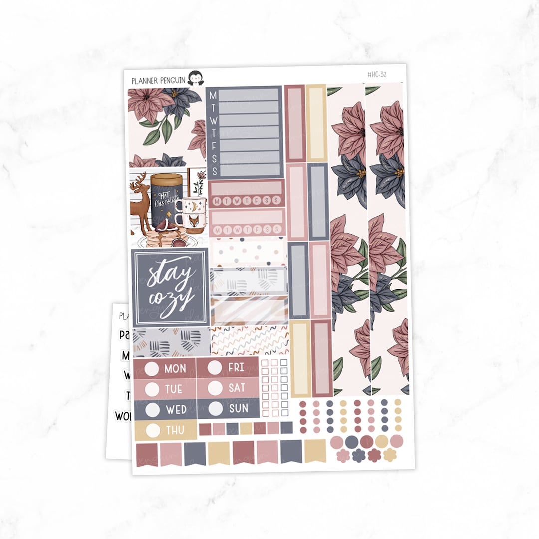 Cozy Winter Hobonichi Cousin Weekly Sticker Kit // Cousin A5 // #HC-32 ...