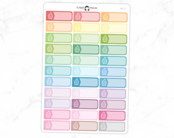 Cupcake Label Quarter Box Planner Autocollants - Multi Color | Mat Amovible | Autocollants fonctionnels // #HS-27