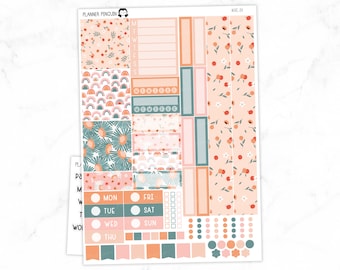 Peach Floral Hobonichi Cousin Weekly Sticker Kit // Cousin A5   // #HC-24