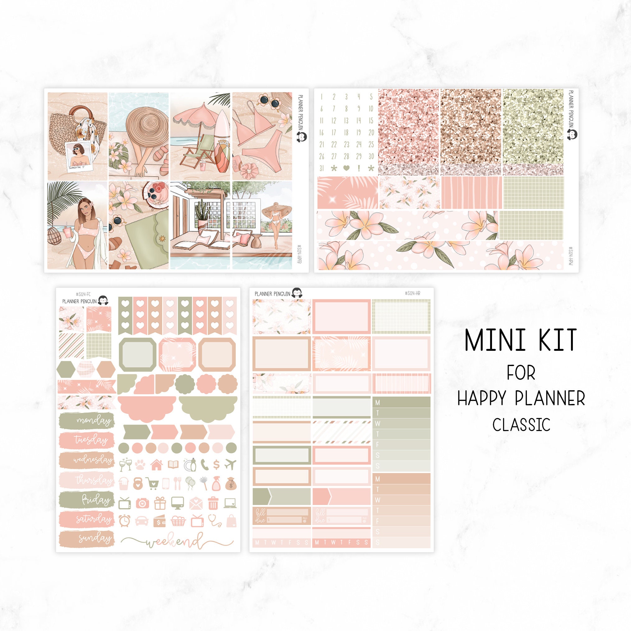 Summer Vibes Weekly Kit Stickers for Vertical Planner or Happy Planner ...