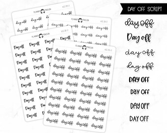 Day Off - Script Stickers | Typography stickers | Matte Removable | Functional Planner stickers // #SC-17