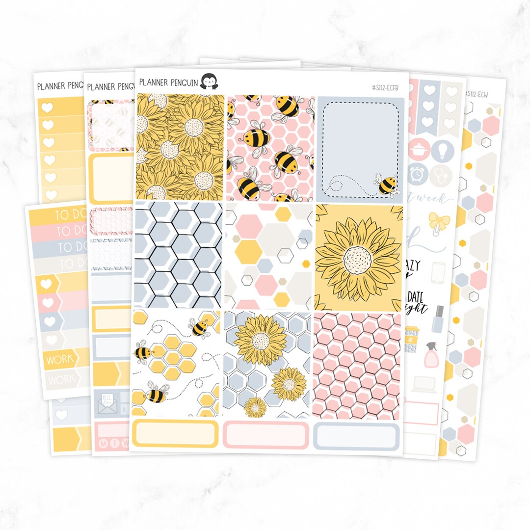 Bee Happy Weekly Kit Stickers for Vertical Planner or Happy Planner ...