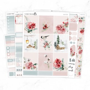 Beau kit d'autocollants hebdomadaires d'hiver pour agenda vertical ou Happy Planner // # S147