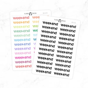 Weekend klein - dikke scriptstickers | Typografiestickers | Mat verwijderbaar | Functionele planner-stickers // #DS-01