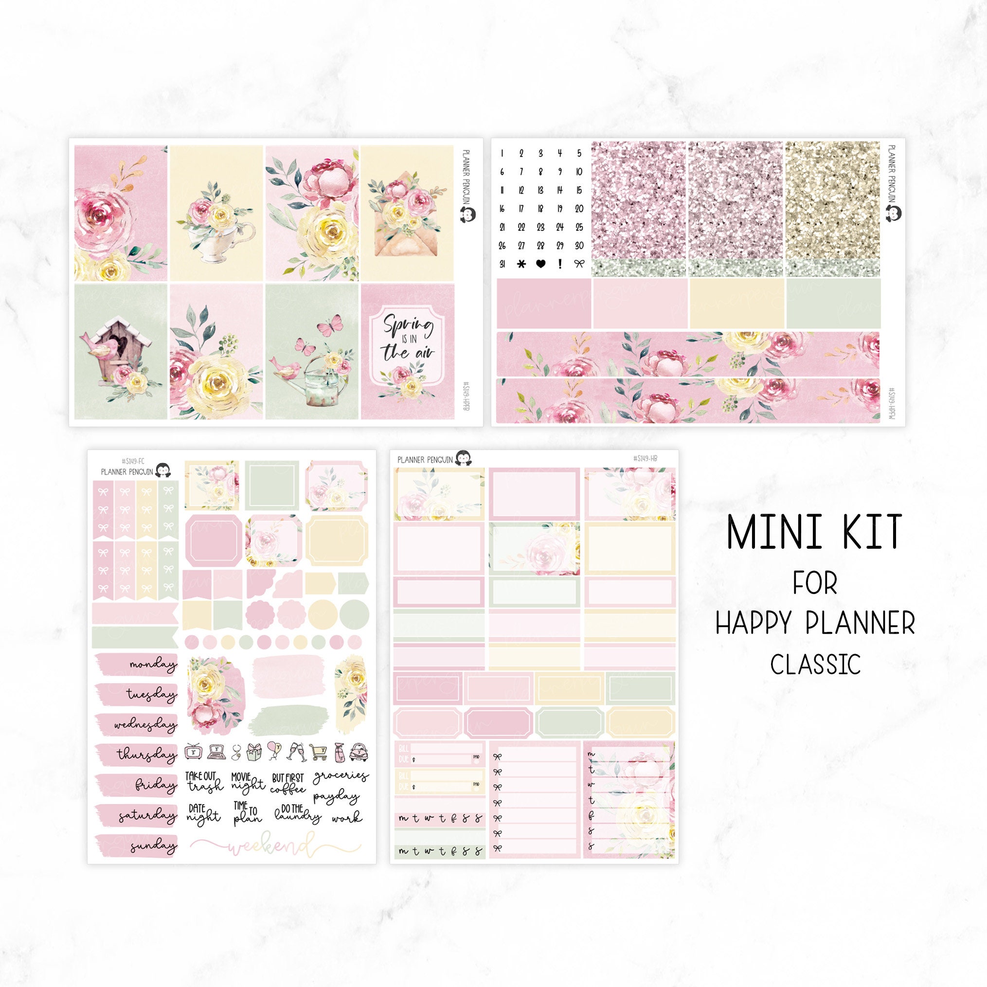 Spring Bliss Weekly Kit Stickers for Vertical Planner or Happy Planner ...