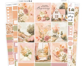 Autumn Beginnings Weekly Kit Stickers For Vertical planner or Happy Planner // #S178