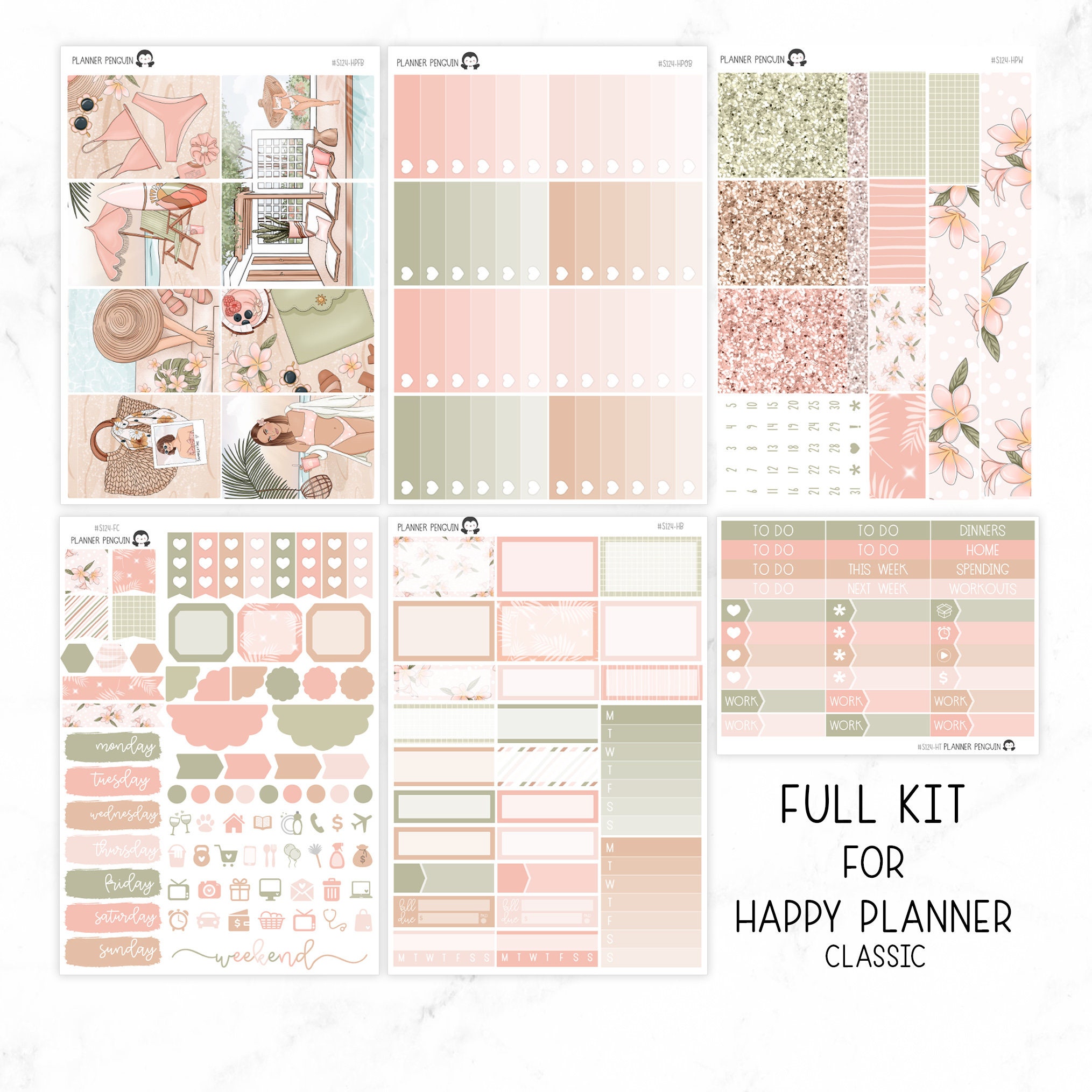 Summer Vibes Weekly Kit Stickers for Vertical Planner or Happy - Etsy