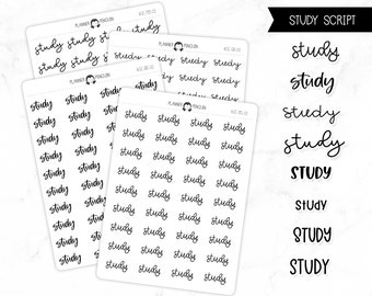 Study - Script Stickers | Typography stickers | Matte Removable | Functional Planner stickers // #SC-02