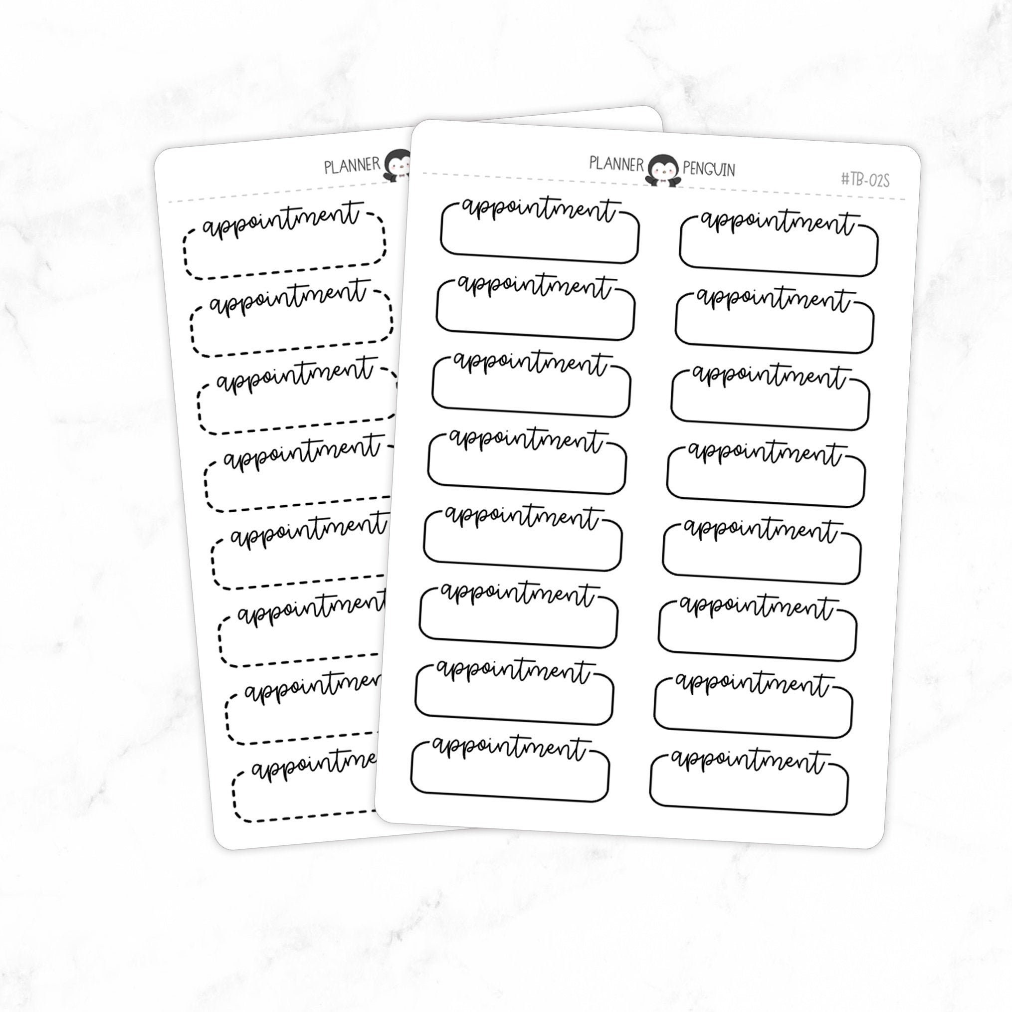 Appointment Script Quarter Label Box Planner Stickers -functional ...