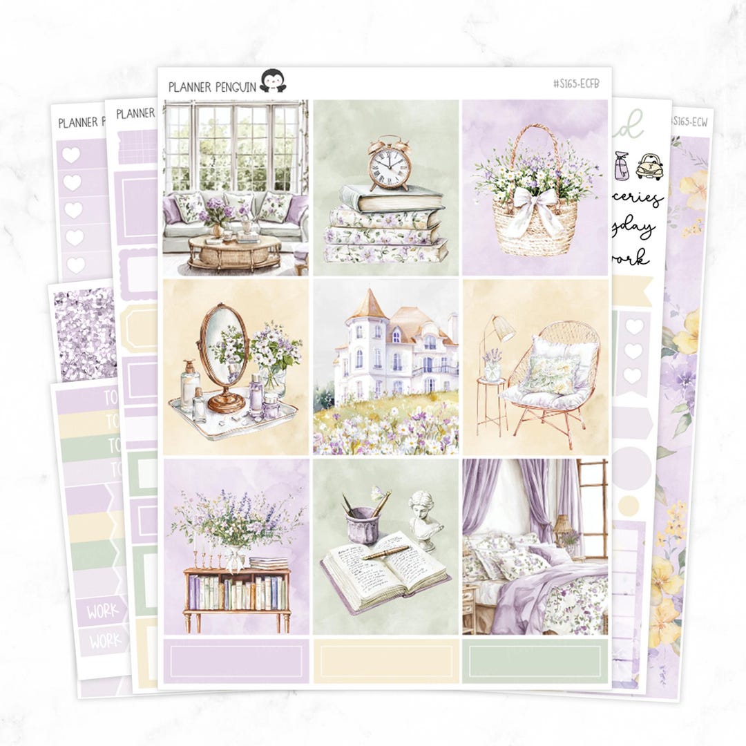 Honey Lavender Weekly Kit Stickers for Vertical Planner or Happy ...