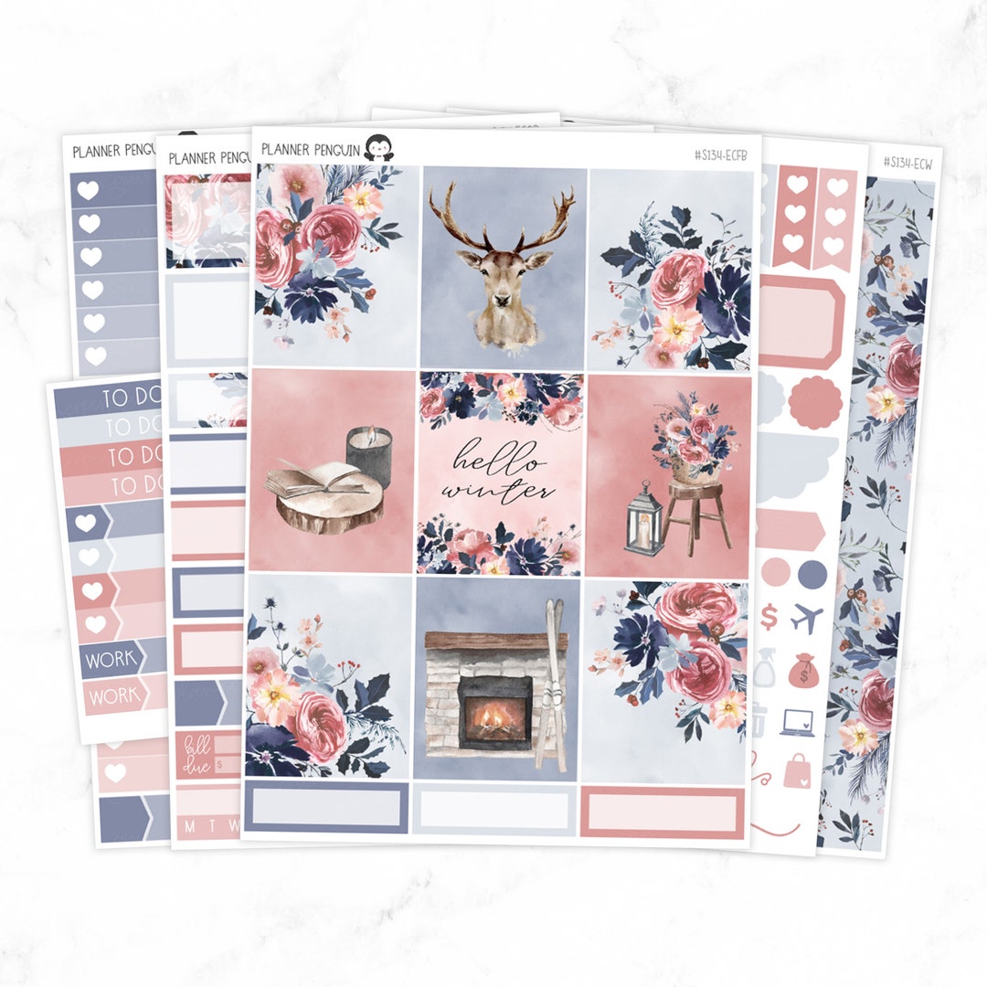 Frosty Rose Weekly Kit Stickers for Vertical Planner or Happy Planner ...