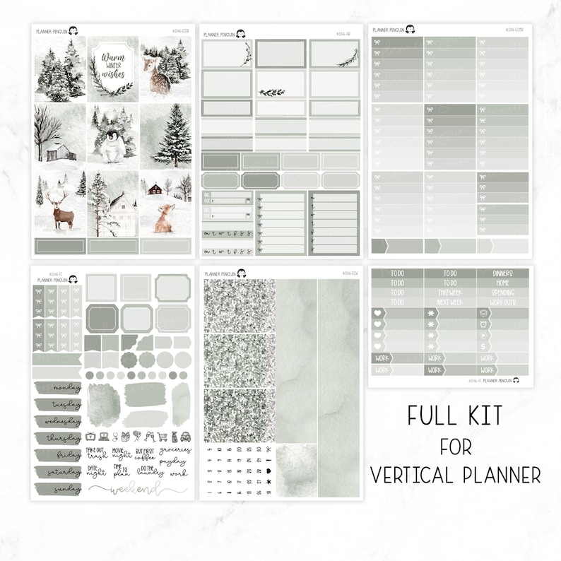 Winter Wonderland Weekly Kit Stickers for Vertical Planner or - Etsy