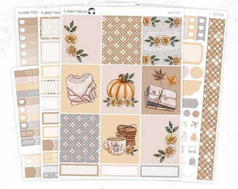 Hello Fall Weekly Kit Stickers For Vertical planner or Happy Planner // #S127