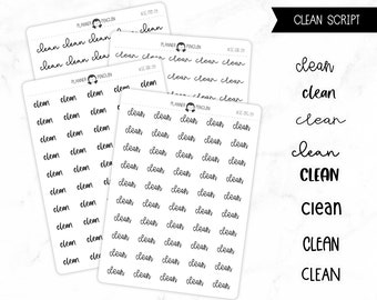 Clean- Script Stickers | Typography stickers | Matte Removable | Functional Planner stickers // #SC-59