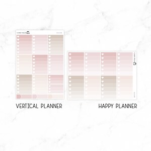 Puede incluir: Dos hojas de pegatinas para planificadores con un esquema de color rosa y beige. Las pegatinas est&aacute;n dise&ntilde;adas para usar con planificadores verticales y felices. Las pegatinas presentan una variedad de formas y tama&ntilde;os, incluidos corazones, cuadrados y rect&aacute;ngulos.