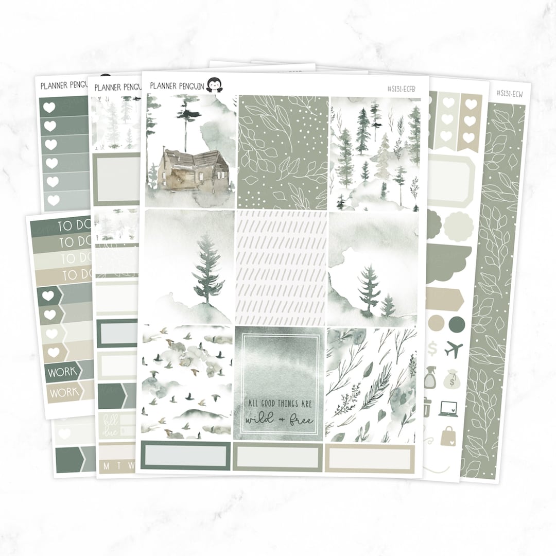 Winter Forest Weekly Kit Stickers for Vertical Planner or Happy Planner ...