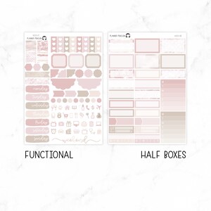 Puede incluir: Un conjunto de pegatinas de planificador imprimibles en tonos rosa y marr&oacute;n. Las pegatinas incluyen elementos funcionales como los d&iacute;as de la semana, el fin de semana y los iconos para diversas actividades. Tambi&eacute;n hay medias cajas para escribir notas o tareas.