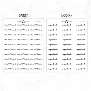 Important Script Stickers Typography stickers Matte Removable Functional Planner stickers // SC-35 image 4