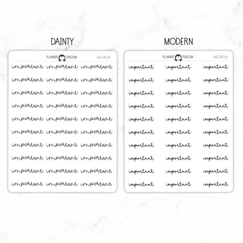 Important Script Stickers Typography stickers Matte Removable Functional Planner stickers // SC-35 image 4