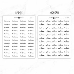 Relax Script Stickers Typography stickers Matte Removable Functional Planner stickers // SC-10 image 4