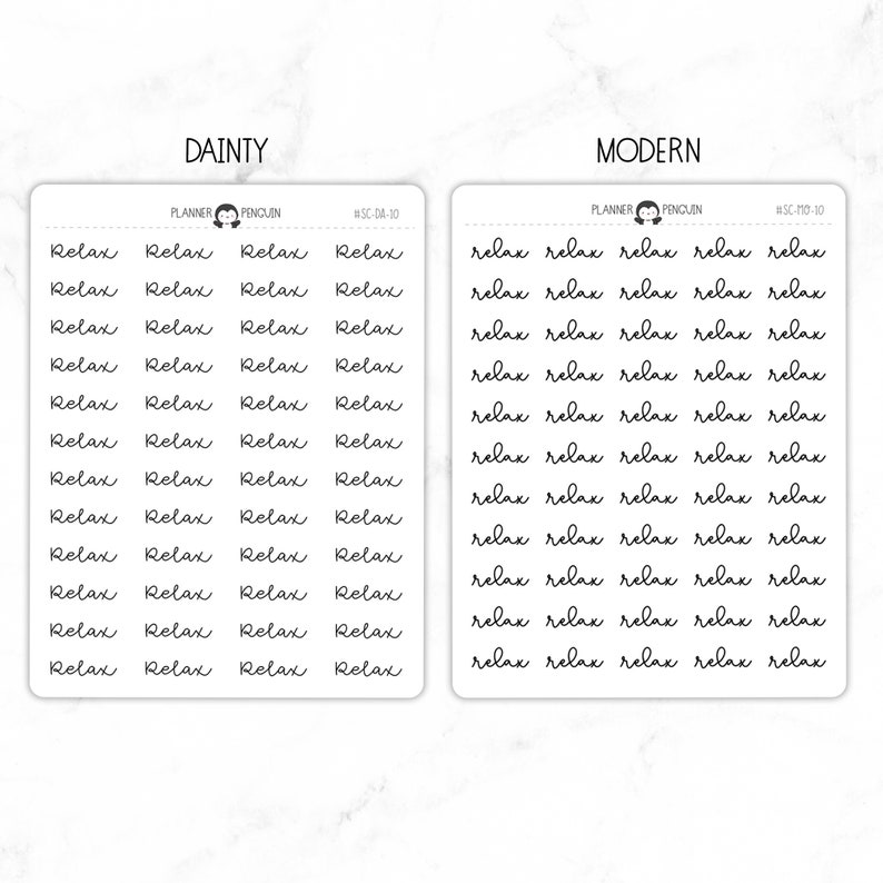 Relax Script Stickers Typography stickers Matte Removable Functional Planner stickers // SC-10 image 4