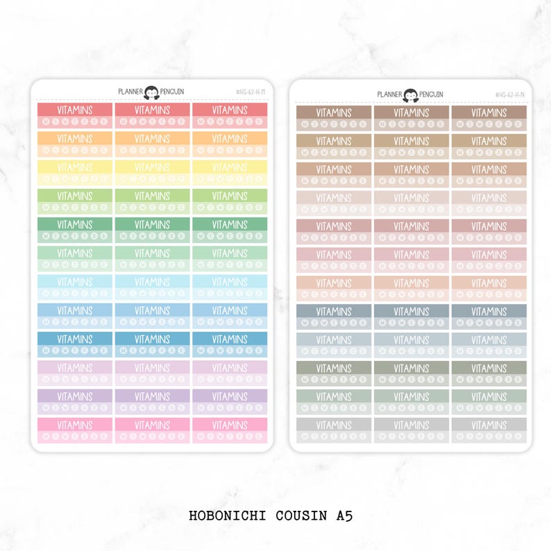 Vitamins Habit Tracker Planner Stickers - Hobonichi Cousin A5 ...