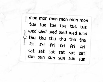 Days of the week - Script Stickers | Typography stickers | Matte Removable | Functional Planner stickers // #DAYS-08