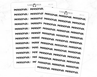 Personal - Chunky Script Pegatinas / Pegatinas tipográficas / Mate Extraíble / Pegatinas de Planificador Funcional // #DS-13