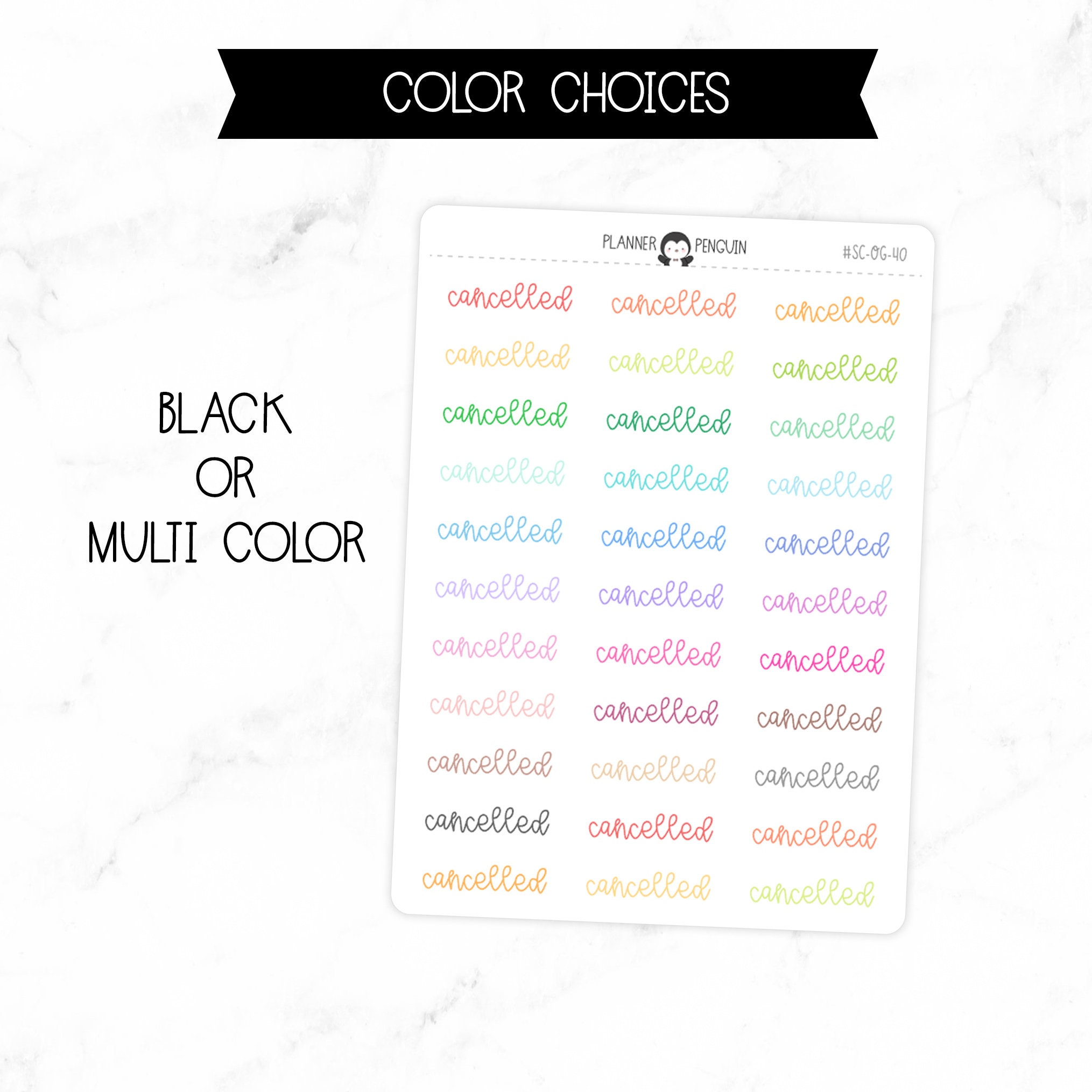 Canceled Script Cancelled - Script Stickers | Typography Stickers | Matte Removable ...