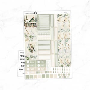 Kit de calcomanías semanales Cousin de Hobonichi para la cabaña de invierno Cousin A5 // #HC-78