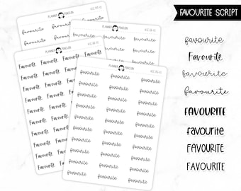 Favourite - Script Stickers | Typography stickers | Matte Removable | Functional Planner stickers // #SC-45