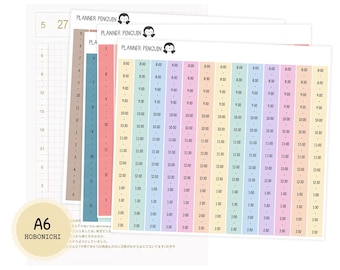 Bandes chronologiques quotidiennes ORIGINAL Hobonichi A6 | 5 h du matin | 6 h 00 | 7 h 00 | 8 h 00 | Stickers pour agenda | A6 TECHO #A6TL-COULEUR